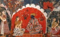 Ancient famous Nepalese painting in Royal palace in Patan, Nepal