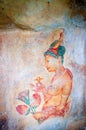 Ancient famous wall frescoes at Sigirya Sri Lanka