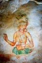 Ancient famous wall frescoes at Sigirya Sri Lanka