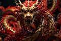 Ancient Fire chinese dragon. Generate Ai