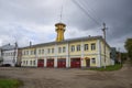 Ancient fire station building with a wooden firetower, Galich Royalty Free Stock Photo