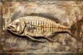 Ancient fish fossil complete skeleton, animals, marine life Royalty Free Stock Photo