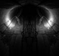 Ancient Fisherman Net Tunnel, an Abstract Mirrored Black and White Background.