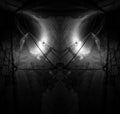 Ancient Fisherman Net Tunnel, an Abstract Mirrored Black and White Background.