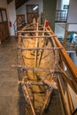 Ancient fishing boat of indigenous pre Columbian people in Tierra del Fuego National Park museum at Ushuaia, Patagonia, Argentina