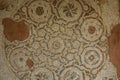 Ancient floor Byzantine mosaic from roman ruins at Umm Qais, ancient town of Gadara, Jordan Royalty Free Stock Photo