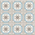 Ancient floor ceramic tiles. Victorian English floor tiling design, seamless vector pattern