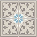 Ancient floor ceramic tiles. Victorian English floor tiling design, seamless vector pattern Royalty Free Stock Photo