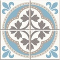 Ancient floor ceramic tiles. Victorian English floor tiling design, seamless vector pattern