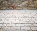 Ancient floor and old dirty wall surface in China.