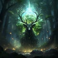 Ancient forest spirit1 ethereal entity, towering trees, nature's guardian, mystical aura1