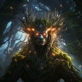 Ancient forest spirit1 ethereal entity, towering trees, nature's guardian, mystical aura