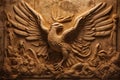 An ancient forgotten basrelief of a phoenix surrounded by flames.. AI generation