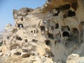 Church in the rock in the village of Cavusin in Capadoccia, Turkey