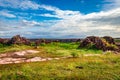 Ancient fort architecture with amazing blue sky from flat angle shot