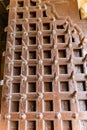 ancient fort entrance wood door with iron thorns at morning Royalty Free Stock Photo