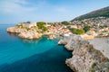 Ancient fort Lovrijenac near old city Dubrovnik. View from city wall. Sunny day, summer weather. Croatia coat near adriatic sea Royalty Free Stock Photo