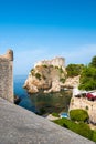 Ancient fort Lovrijenac near old city Dubrovnik. View from city wall. Sunny day, summer weather. Croatia coat near adriatic sea Royalty Free Stock Photo