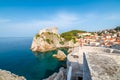 Ancient fort Lovrijenac near old city Dubrovnik. View from city wall. Sunny day, summer weather. Croatia coat near adriatic sea Royalty Free Stock Photo