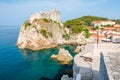 Ancient fort Lovrijenac near old city Dubrovnik. View from city wall. Sunny day, summer weather. Croatia coat near adriatic sea Royalty Free Stock Photo