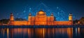 Ancient Fort Network Illuminated Architecture Meets Digital Connectivity at Night, New Delhi