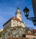 Ancient fort,  tower in  Cesky Krumlov Royalty Free Stock Photo