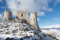 Ancient fortification in the snowy mountains of Abruzzo, Italy Royalty Free Stock Photo