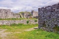 Ancient fortifications. Albania, Shkoder. Ruined walls of old fortress Rozafa Castle