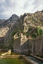 Ancient fortifications. Montenegro. Old Town of Kotor. View of Northern walls and Riva Bastion