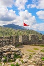 Ancient fortifications. Shkoder city, Albania. Ruins of old fortress of Rozafa Royalty Free Stock Photo