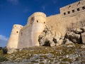 The ancient fortress of Al-Nakhal, rises above the old city of Muscat, Oman Royalty Free Stock Photo