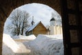 Ancient fortress Staraya Ladoga of winter. Royalty Free Stock Photo