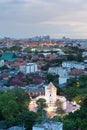 Ancient fortress tower with Grand Palace at Dusk Royalty Free Stock Photo