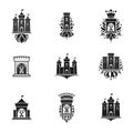 Ancient Fortresses emblems set. Heraldic Coat of Arms, vintage v Royalty Free Stock Photo