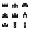 Ancient fortresses icon set, simple style