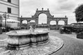 Ancient fountain on the historic center of Pitigliano, Tuscany, Royalty Free Stock Photo