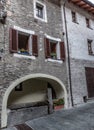 Ancient fountain in the medieval village of Bard in Valle D`Aost