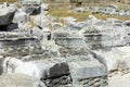 Fountain Nymphaeum in Side. Turkey. Manavgat. Alania. Monumental Fountain. Nymphaeum. Ancient ruins Royalty Free Stock Photo