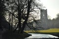 Ancient Fountains Abbey on a misty morning