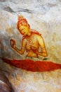 Ancient fresco on mount Sigiriya, Sri Lanka