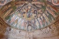 Ancient fresco paintings in Three cross church. Goreme, Cappadocia, Turkey Royalty Free Stock Photo