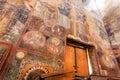 Ancient fresco wall of 16th century Church of the Archangels in Georgia Royalty Free Stock Photo