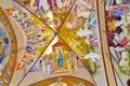 Ancient Frescoes On The Ceiling Dome in church in Israel