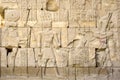 Ancient frescoes, hieroglyphs, images, symbols and of Egyptian gods on the wall of Karnak Temple complex