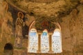 Ancient frescoes and surviving murals of the temple in the church of St. Nicholas. August 10, 2022 Demre, Turkey