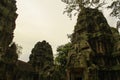 Ancient gallery of amazing Ta Prohm temple overgrown with trees, Siem Reap Royalty Free Stock Photo