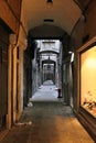 Gallery with columns in the street Venice Italy Royalty Free Stock Photo