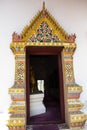 Ancient gate door entrance antique old ubosot church for thai people travelers travel visit respect praying buddha blessing holy