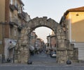 Ancient gate Porta Montanara in Rimini, Italy.