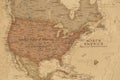 Ancient geographic map of north America Royalty Free Stock Photo